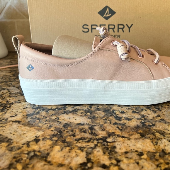 NIP Sperry Leather Crest Sneakers Rose Pink Mauve 10M - Picture 3 of 6
